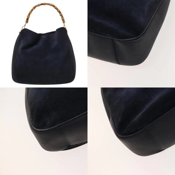 GUCCI Bamboo Shoulder Bag Suede Black Gold 001 1781 1577 Auth 127368 - Picture 14 of 14